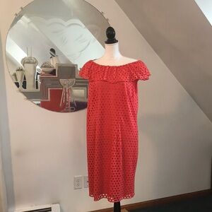 NWOT Dress Barn Coral Ruffle Collar Summer Dress size 14